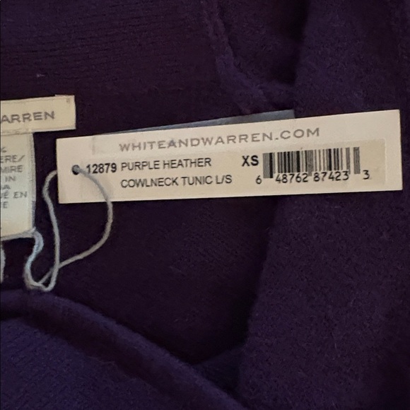 NWT White + Warren 100% cashmere Purple Heather Cowlneck Sweater Dress - Picture 9 of 9